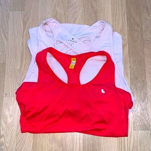 Bundle of 2 pink workout tanks. (Athleta & Lole). Size L
